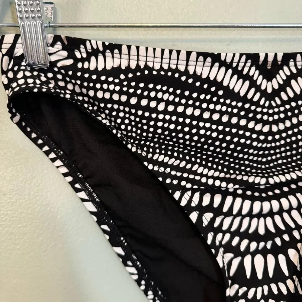 Kenneth Cole Women's Black White Find Tranquility Hipster Bikini‎ Bottom Small